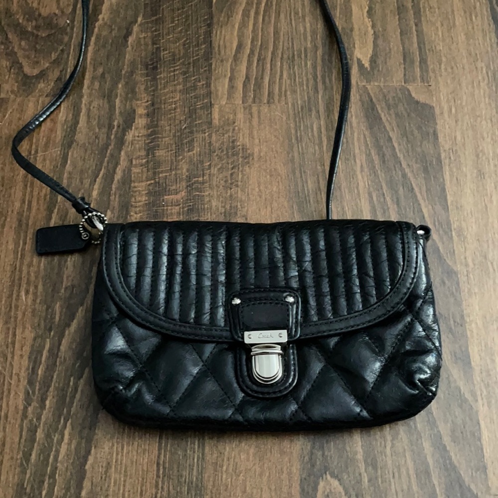 Coach cross body with 6 card slots, pebble leather